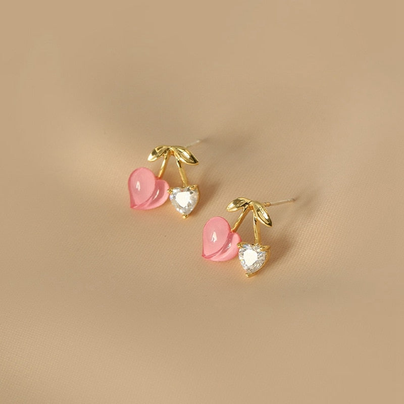 Exquisite Pearl Zircon Stud Earrings For Women Shiny Rhinestone Butterfly Flower Love Heart Shape Earring Christmas Jewelry Gift