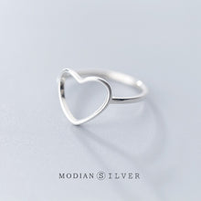 Load image into Gallery viewer, Modian Minimalist Hollow Out Hearts Finger Ring for Women Pure 925 Sterling Silver Free Size Ring Fashion Fine Jewelry Bijoux