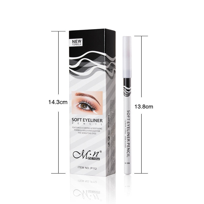 6/12Pcs/box White Eyeliner Waterproof Eyeliner Pencil Smooth High Gloss Eyeshadow Cosmetics Eye Brightener Makeup Tools