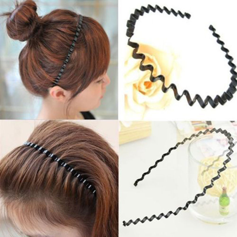 1 Pcs 2022 Fashion Wave Mens Women Unisex Black Wavy Hair Head Hoop Band Sport Headband Hairband Hair Accessories