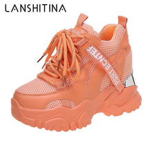 Load image into Gallery viewer, 2022 Spring Women Chunky Sneakers Breathable Mesh Casual Shoes 10cm Wedge Heels Platform Shoes Chaussures Femme Sports Dad Shoes