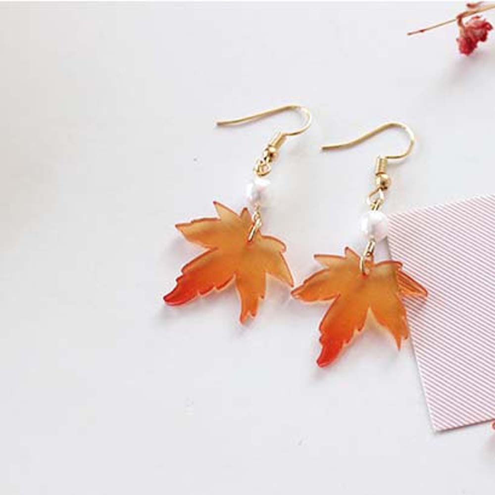 Simple Maple Leaves Drop Earrings Trendy Pearl Earrings For Women Brincos Personality Dangle Earring Minimalist Jewelry Gift