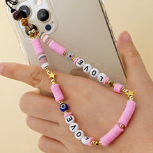 Load image into Gallery viewer, 2022 Trendy Black Phone Chain Beads LOVE Letter Phone Case Charm Mobile Strap Jewelry For Women Telephone Anti-Lost Lanyard Gift