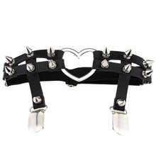 Load image into Gallery viewer, Women studded heart Garters thigh high harness girls elastic leg chain girl spike rivet metal punk goth gothic Jewelry