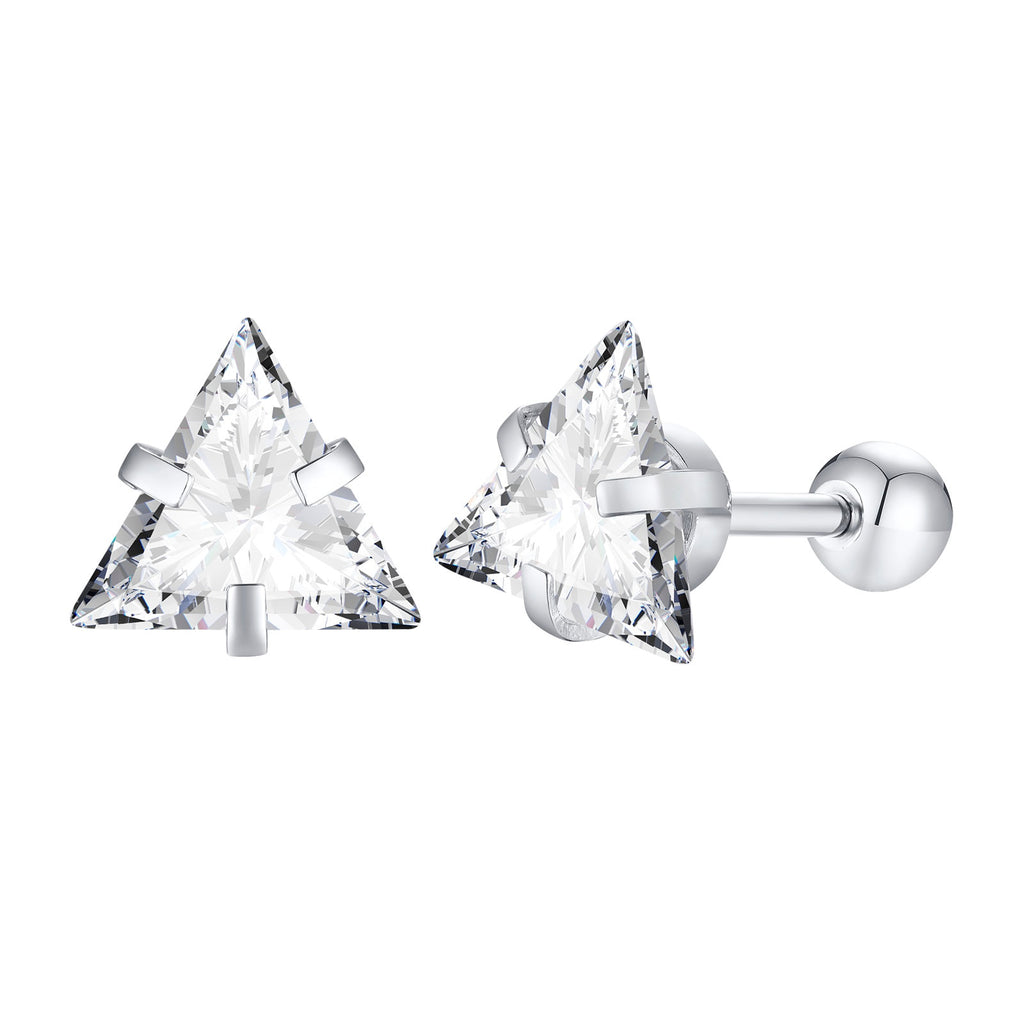 Vnox Punk Stud Earrings for Men, Triangle AAA CZ Stone Earrings, Geometric Stainless Steel Cool Rock Boy Ear Jewelry