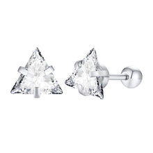 Load image into Gallery viewer, Vnox Punk Stud Earrings for Men, Triangle AAA CZ Stone Earrings, Geometric Stainless Steel Cool Rock Boy Ear Jewelry