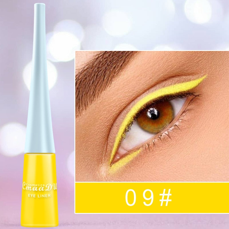 12 Colors Neon Liquid Eyeliner Pencil Waterproof Colorful Blue Green Yellow White Eye Liner Pen Women Makeup Eyes Cosmetics