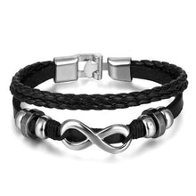 Load image into Gallery viewer, IFMIA Vintage Black Bead Bracelets For Men Fashion Hollow Triangle Leather Bracelet &amp; Bangles Multilayer Wide Wrap Jewelry 2022