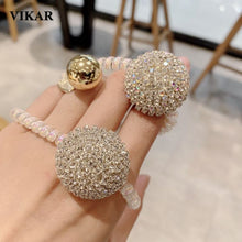 Load image into Gallery viewer, Women Shiny Rhinestone Ball Scrunchies Elastic Hair Bands Girls Fashion Hair Accessories Crystal Hair Tie Rubber Band For Hair