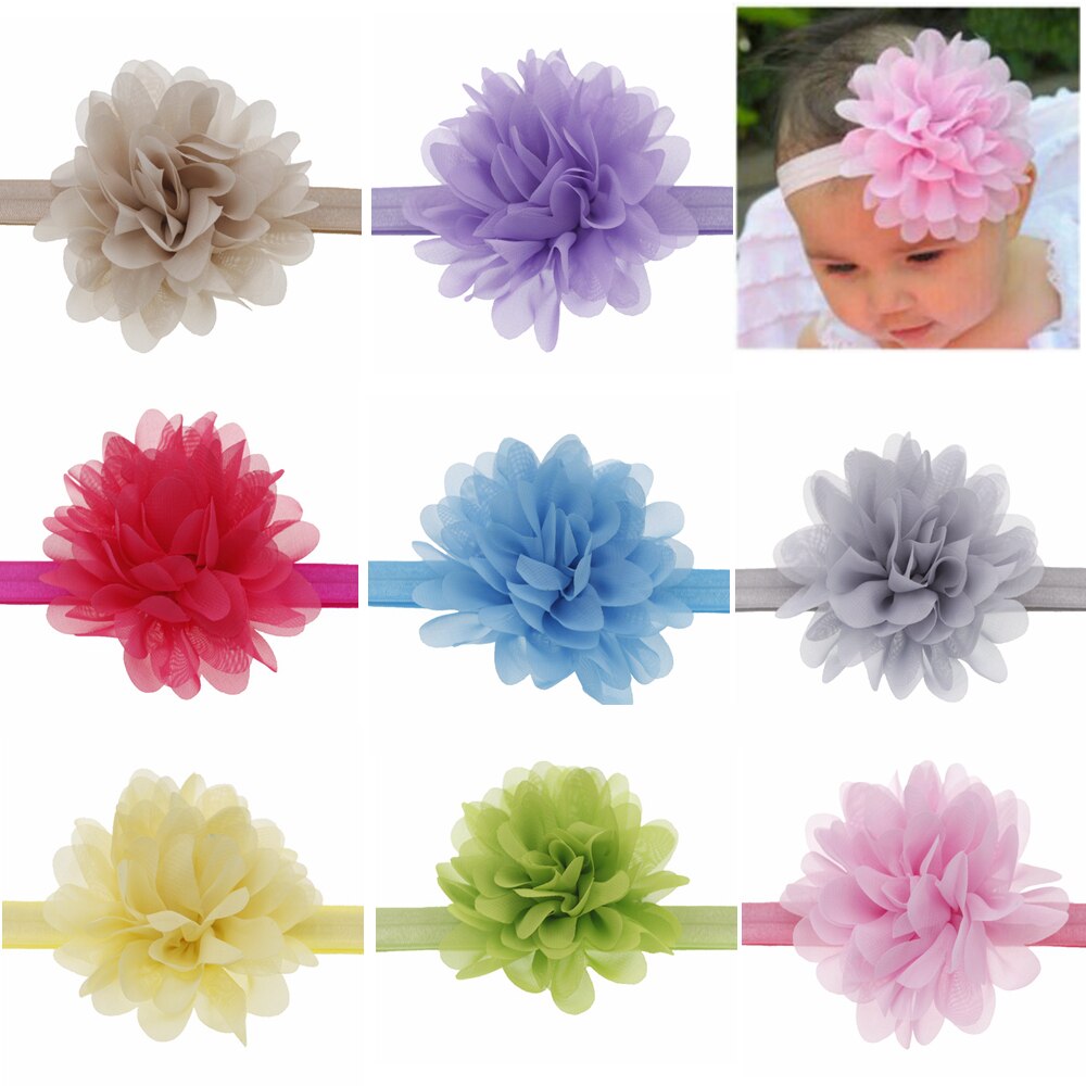 10cm baby Headband Chiffon Flowers Boutique DIY Flower Girls Headbands Elastic hair band  headwear Children Hair Accessories