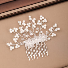 Load image into Gallery viewer, Silver Color Pearl Crystal Wedding Hair Combs Hair Accessories for Bridal Flower Headpiece Women Bride Hair ornaments Jewelry