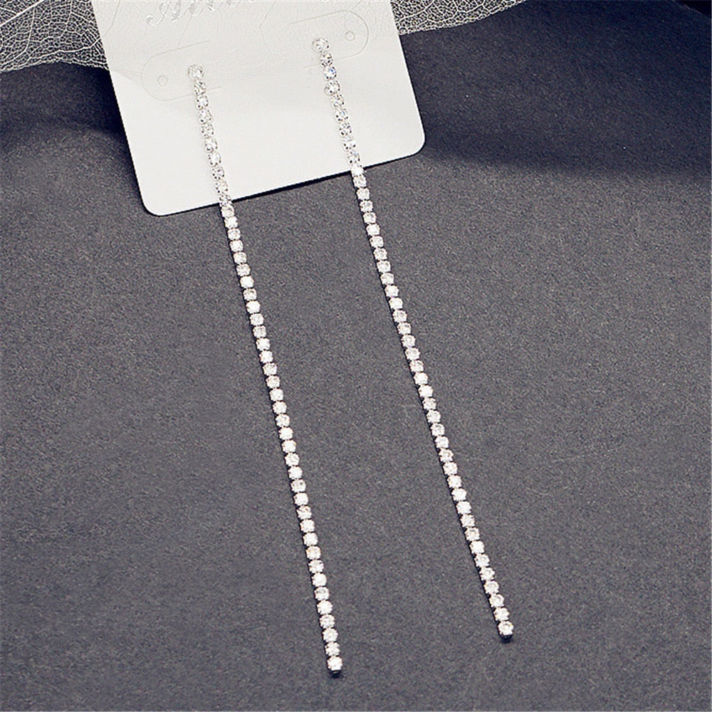 Elegant Korea Fashion Tassels Silver Long Hook Dangle Chain Pendant Hanging Earrings for Women 2022 Trend Luxury Jewelry New