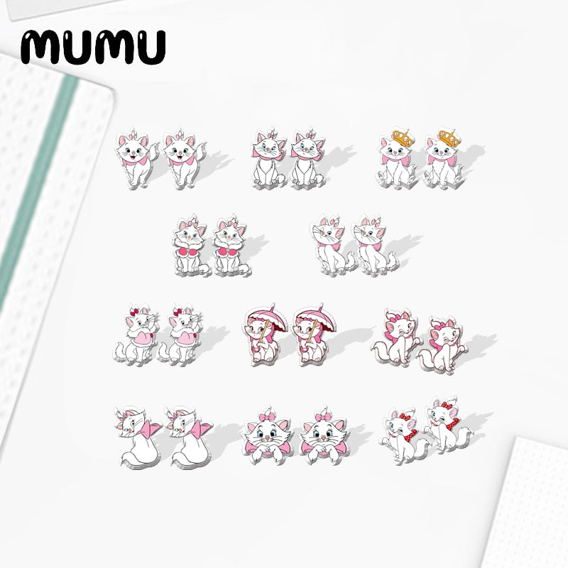 2022 New Cute Cat Marie Stud Earring Lovely Cats Epoxy Jewelry Resin Acrylic Earrings Handmade Gifts Girl