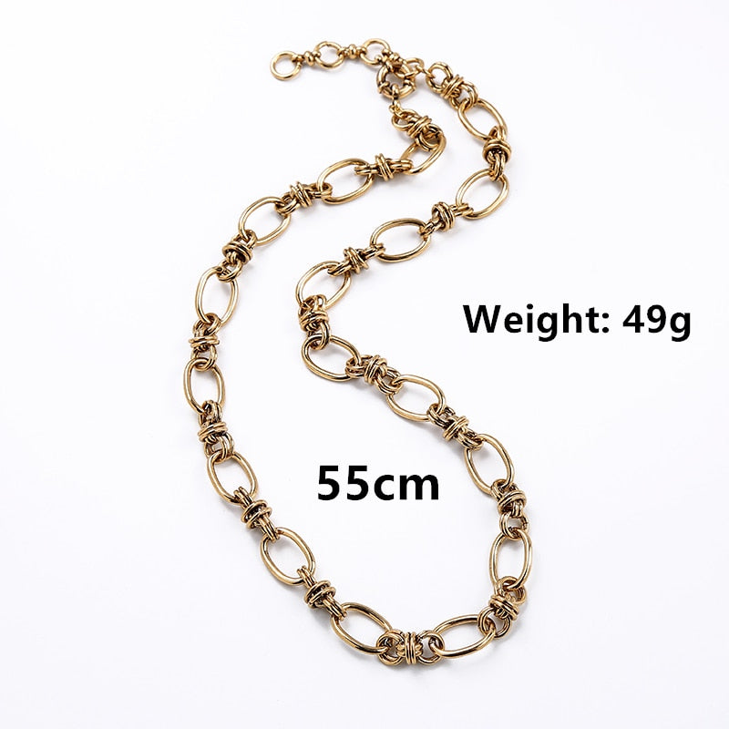 kissme Vintage Handmade Chains Necklaces For Women Antique Gold Color Iron Copper Sweater Chains Choker 2022 New Fashion Jewelry