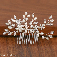 Load image into Gallery viewer, Silver Color Pearl Rhinestone Wedding Hair Combs Hair Accessories For Women Accessories Hair Ornaments Jewelry Bridal Headpiece