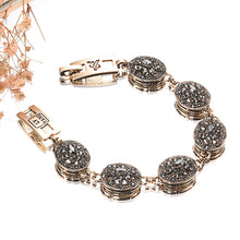 Load image into Gallery viewer, Kinel Charm Boho Women Link Bracelet Antique Gold Color Gray Crystal Ethnic Wedding Bridal Vintage Jewelry Russia Accessories