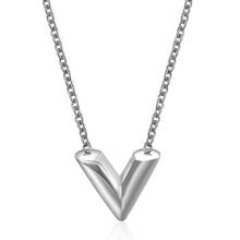 Load image into Gallery viewer, Fashion Brand V Letter Pendant Necklace For Woman Stainless Steel Women Necklace Luxury Jewelry Female Costume Accessories