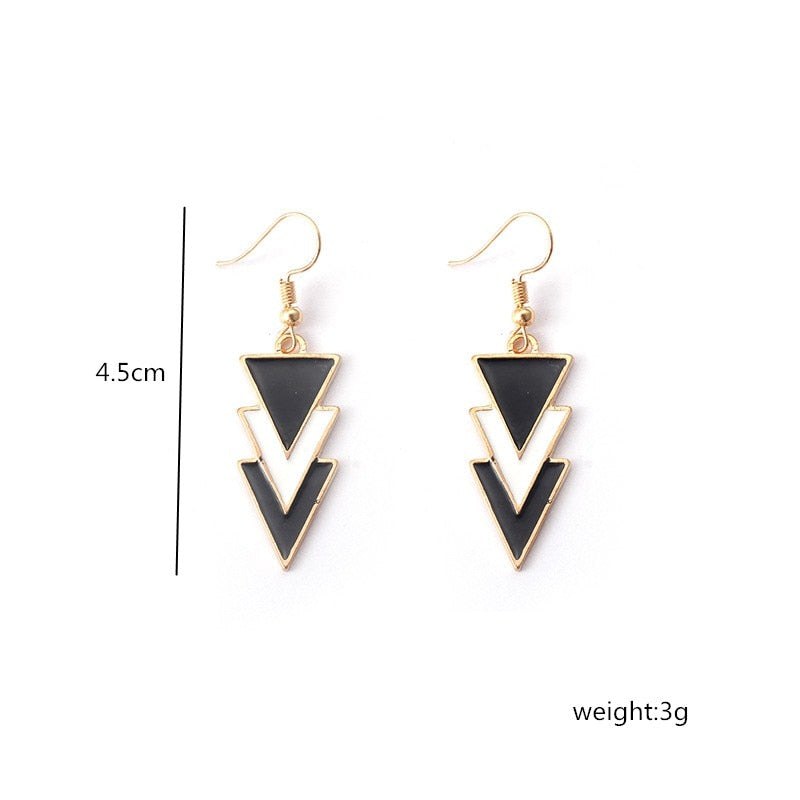 Black Hanging Long Earrings for Women Triangle Square Statement Drop Earrings 2022 boucle oreille femme Fashion Jewelry