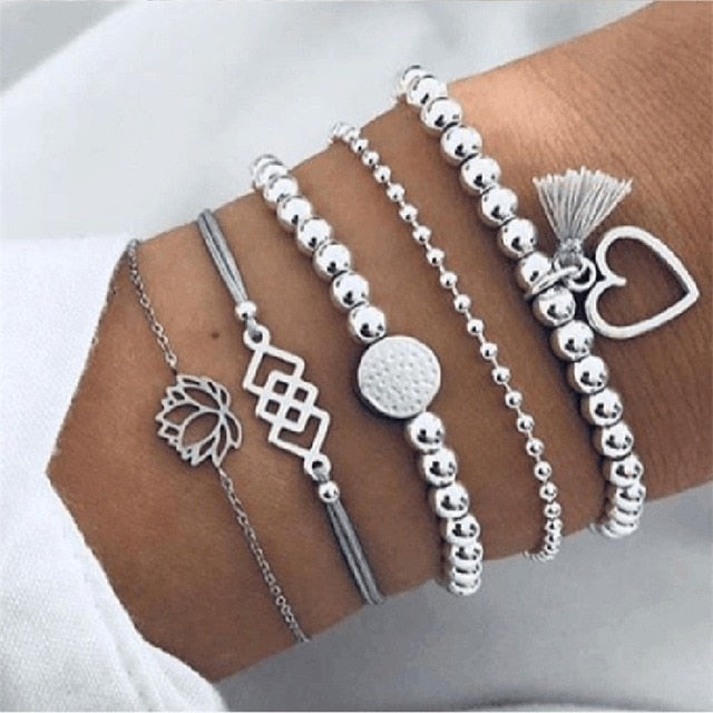 2022 Bohemian Bracelets &amp; Bangles Set Vintage Bead Boho Charm Bracelet For Women Jewelry Accessories Pulseras Mujer Bijoux Femme