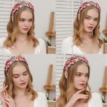 Load image into Gallery viewer, LEVAO Flower Print Headband Bezel Turban Scrunchies for Women Hairband Girls Hair Accessories Head Hoop Hair Jewelry Rubber Band