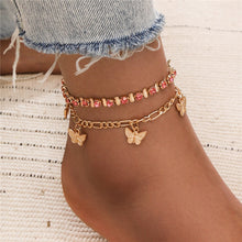 Load image into Gallery viewer, Bohemia Gold Color Chain Ankle Bracelet On Leg Foot Jewelry Boho Beads Key Butterfly Charm Anklet Set For Women Accessories