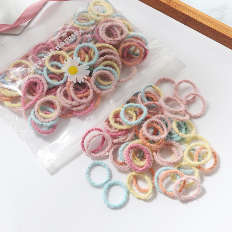 100Pcs/Set Girls Candy Color  Hair Bands Girls Hair Accessories Elastic Rubber Band Hair band Children Ponytail Holder Bands