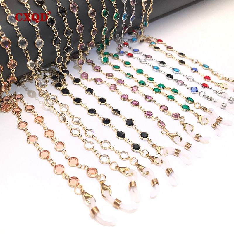 Colorful Crystal Bead Eyeglass Holder Fashion Glasses Chain For Women Eye Accessories Eyewear Straps Cord Sunglasses String Gift