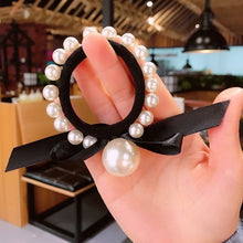 Load image into Gallery viewer, Fashion Woman Big Pearl Hair Ties  Korean Style Hairband Scrunchies Girls Ponytail Holders Rubber Band Hair Accessories