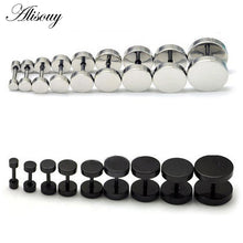 Load image into Gallery viewer, 1PC Man Women Barbell Punk Gothic Stainless Steel Ear Studs Earrings Black Siver