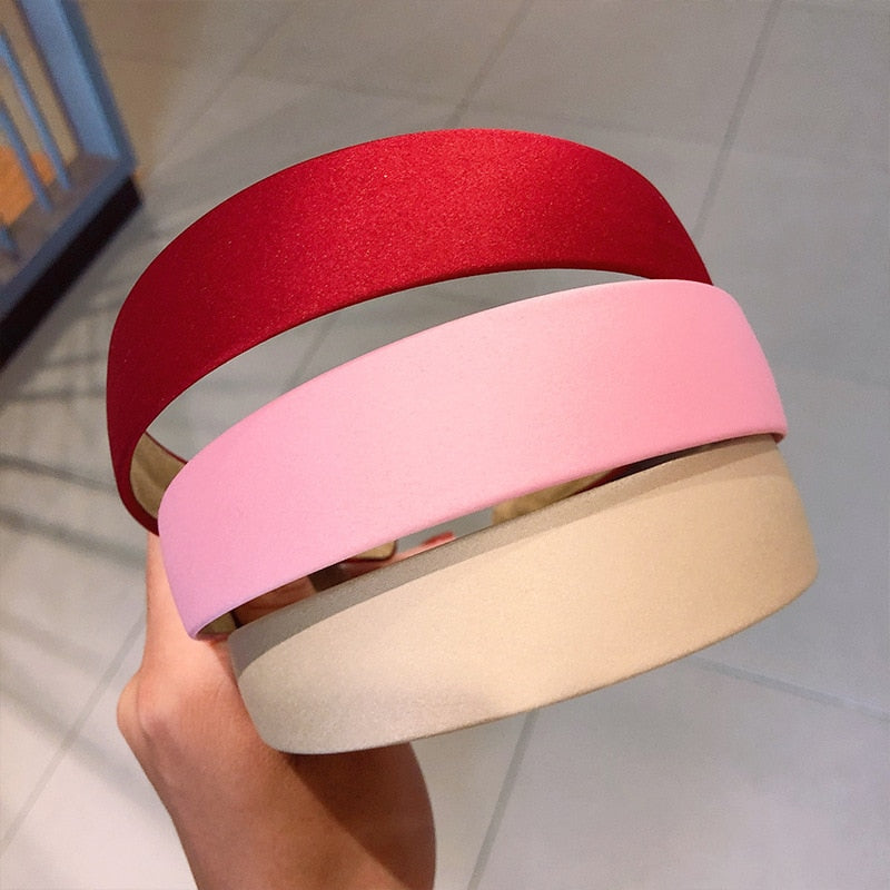 1PC Plastic Fashion Canvas Wide Headband Hair Band Headwear Bezel Hair Accessories For Woman Satin Covered Resin Hairbands