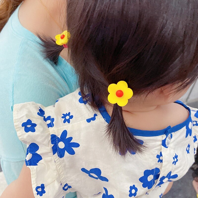 Kawaii Flower Bowknot Princess Baby Scrunchies Children Girls Elastic Hair Bands Accessories Tie Hair Ring Rope Holder Headdress