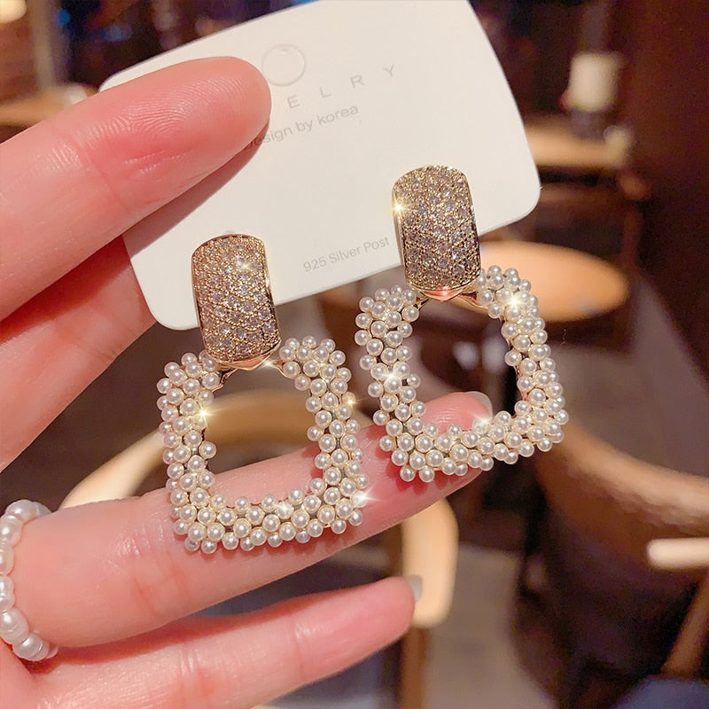Simple Big Pearl Stud Earring Korea Elegant Pearl Large Stud Earrings Fashion Jewelry for Women Party Earring 2021 New
