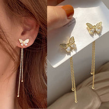 Load image into Gallery viewer, New Trendy Long Tassel Butterfly Drop Earrings Gold Color 2022 Fashion Hanging Women Earrings Summer Jewelry Girls Party Gift
