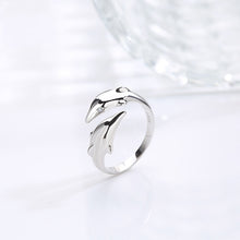 Load image into Gallery viewer, Simple Fashion Silver Color Feather Dolphin Adjustable Ring Exquisite Jewelry Ring For Women Party Wedding Engagement Gift