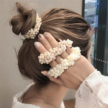 Load image into Gallery viewer, Woman Elegant Pearl Hair Ties Beads Girls Bow Scrunchies Rubber Hairbands Ponytail Holders Hair Accessories Elastic Hair Bands