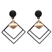Load image into Gallery viewer, Korean Statement Black Acrylic Drop Earrings for Women 2022 Fashion Jewelry Vintage Geometric Gold Asymmetric Earring