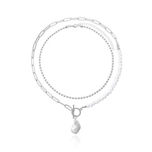 Load image into Gallery viewer, Antique Pearl Chain Necklace With Butterfly Pendant Charms Silvery Neck Jewelry For Women Party Gift Ideas