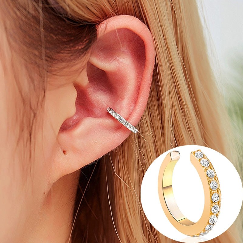 Fashion Exquisite Rhinestone Decor Ear Cuff earring for Woman Ear 2022 Summer New Arrival Christmas Jewelry Gift