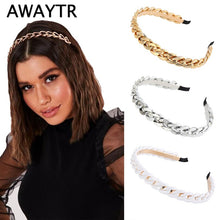 Load image into Gallery viewer, AWAYTR Acrylic Material Metallic Headband Colorful Serial Hairband Woman Alloy Head Bezel Hair Hoop Hair Accessories 14 Colors