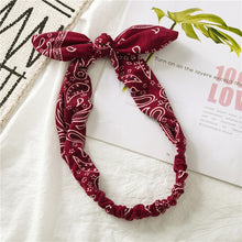 Load image into Gallery viewer, New Fashion Printing Rabbit Ear Knotted Elastic Hair Band Wide Girl Woman Hair Band Headband Hair Accessories Headdress