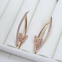 Load image into Gallery viewer, Kinel New Fashion Geometric Butterfly Earrings 2022 Micro Inlay Natural Zircon 585 Rose Gold Long Drop Earring Vintage Jewelry