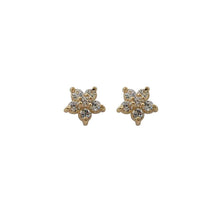 Load image into Gallery viewer, 925 Sterling Silver Plated 14k Gold Pavé Crystal Five-pointed Star Earrings Women Simple Fashion Wedding Jewelry Accessories