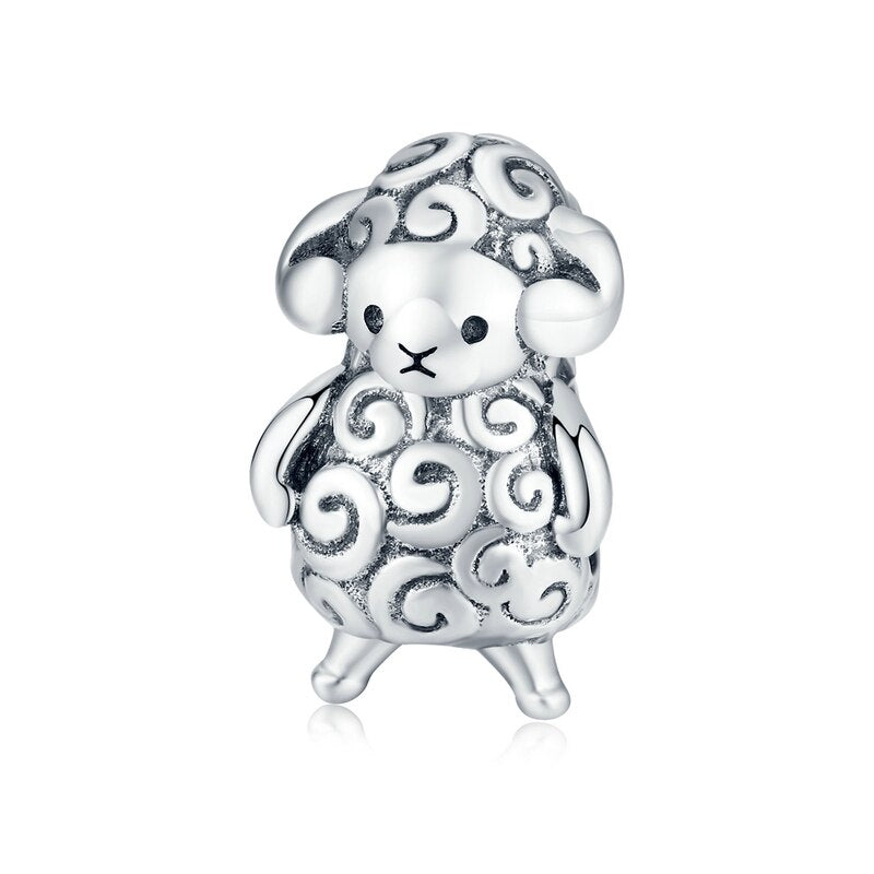 BISAER 925 Sterling Silver French Bulldog Dog Animal Bear Cat Pussy Silver Beads Charms Fit Original Silver 925 Jewelry Making