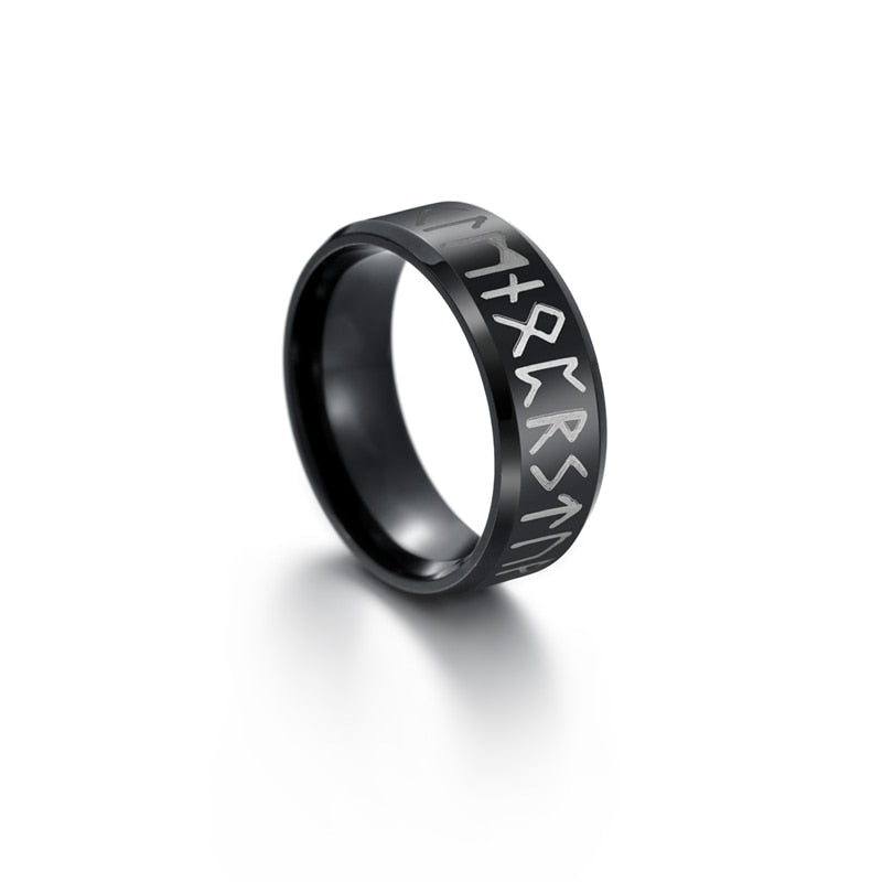 MEN Ring Stainless Steel Fashion Style MEN Double Letter Rune Words Odin Norse Viking Amulet RETRO Rings Jewelry