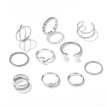 Load image into Gallery viewer, 7pcs Fashion Jewelry Rings Set Hot Selling Metal Alloy Hollow Round Opening Women Finger Ring For Girl Lady Party Wedding Gifts