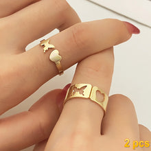 Load image into Gallery viewer, IFMIA Trendy Gold Butterfly Rings For Women Men Lover Couple Rings Set Friendship Engagement Wedding Open Rings 2022 Jewelry