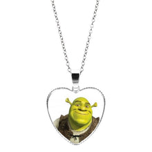 Load image into Gallery viewer, Shrek Heart Pendant Necklace Glass Cabochon Jewelry Gifts Couple Heart Choker Necklace for Women Fashion Friendship Necklaces