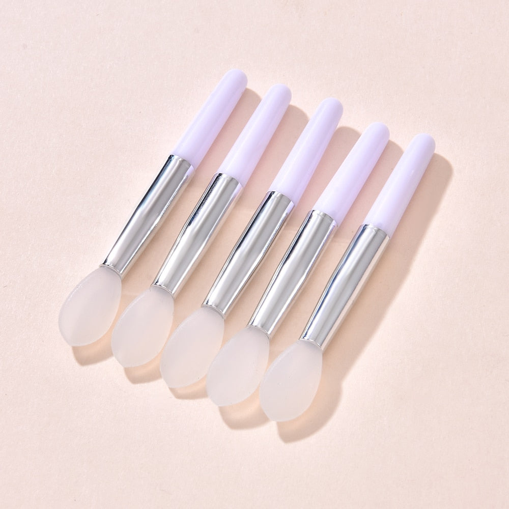5Pcs Double Side Soft Silicone Head Eyeshadow Lip Applicator Brush Makeup Brushes with PVC Bag Cosmetic Beauty Makeup Tools