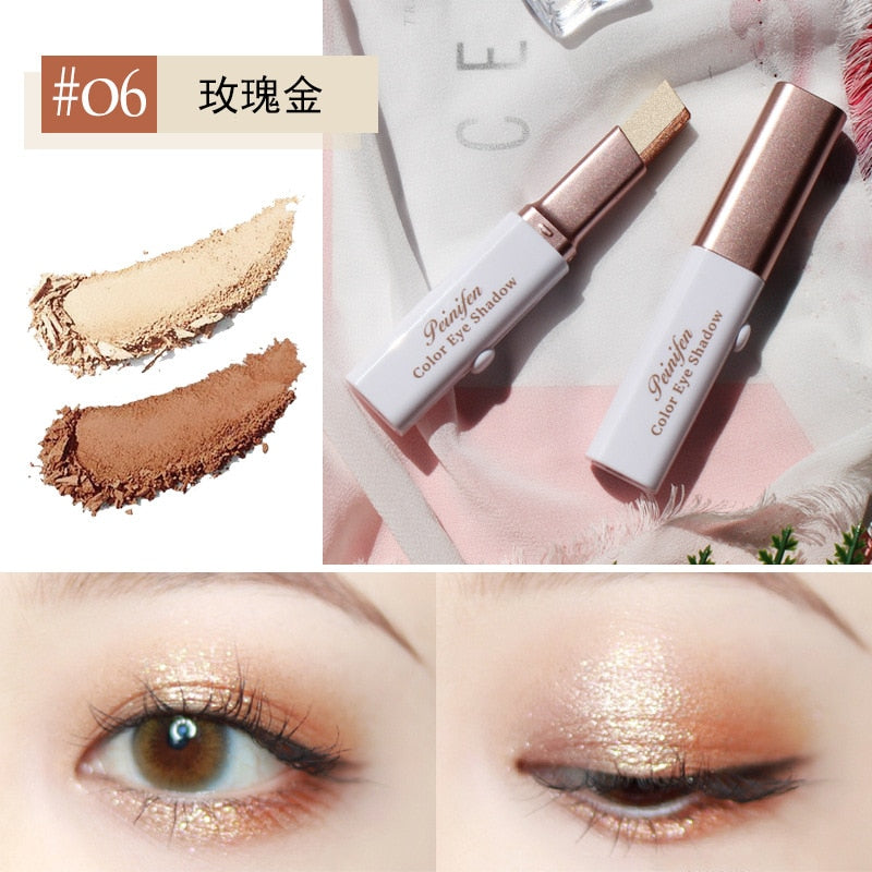Double Color Glitter Eye shadow Stick Matte Eyeshadow Makeup Waterproof Bicolor Shimmer Cosmetics Beauty Makeup Tool