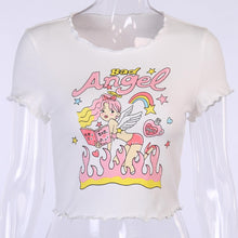 Load image into Gallery viewer, Graphic T Shirts Y2K Top Women Fairy Grunge Short Sleeve T-Shirts Slim Anime Crop Top Streetwear O Neck Tees 90s E-Girl Clothes